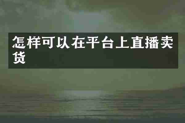 怎样可以在平台上直播卖货