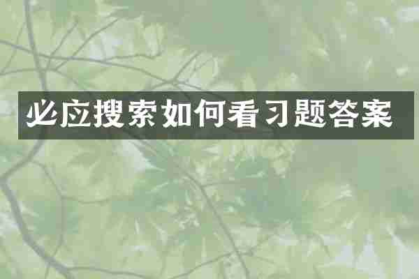 必应搜索如何看习题答案