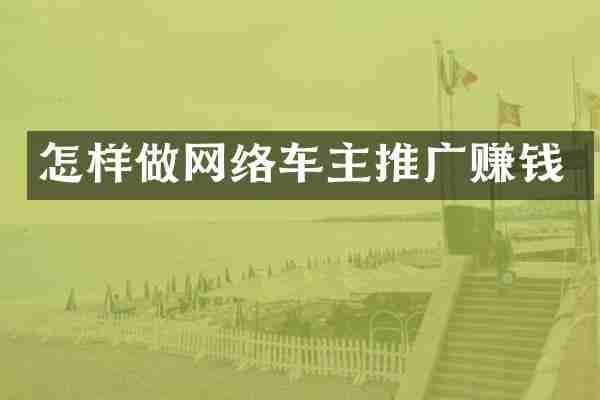 怎样做网络车主推广赚钱