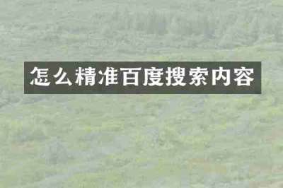 怎么精准百度搜索内容