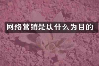 网络营销是以什么为目的