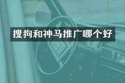 搜狗和神马推广哪个好