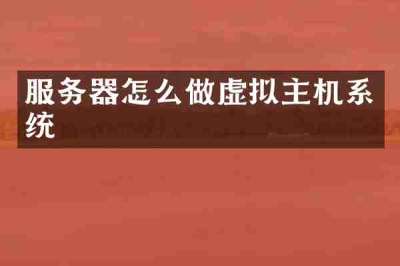 服务器怎么做虚拟主机系统