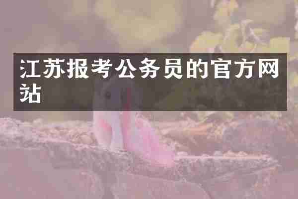 江苏报考公务员的官方网站