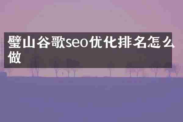 璧山谷歌seo优化排名怎么做