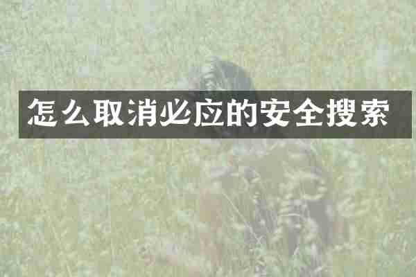 怎么取消必应的安全搜索