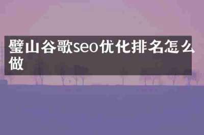 璧山谷歌seo优化排名怎么做