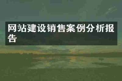 网站建设销售案例分析报告