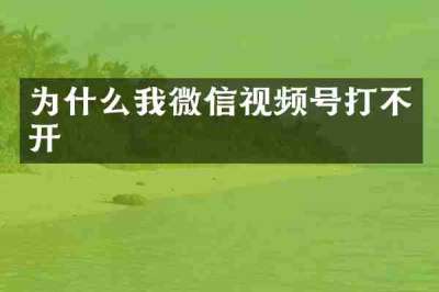 为什么我微信视频号打不开