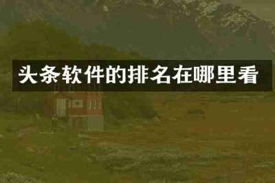 头条软件的排名在哪里看