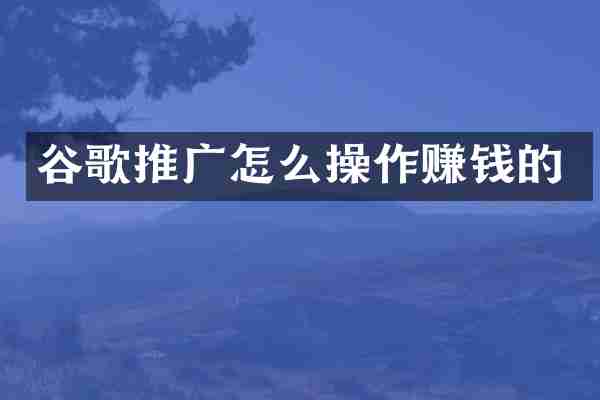 谷歌推广怎么操作赚钱的