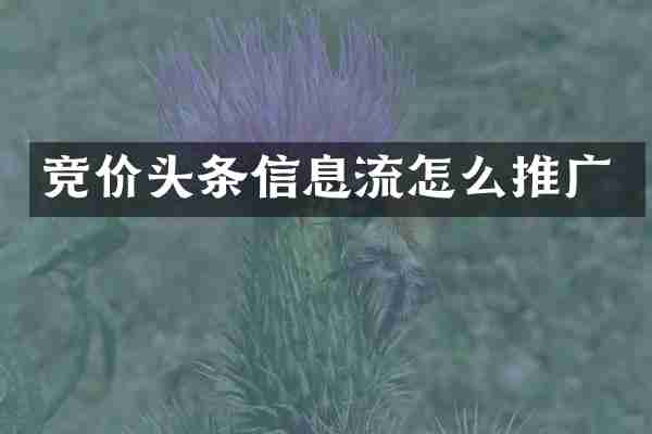 竞价头条信息流怎么推广