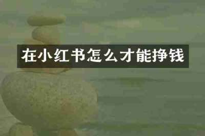 在小红书怎么才能挣钱