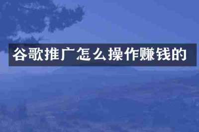 谷歌推广怎么操作赚钱的