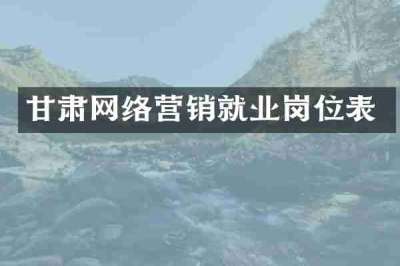甘肃网络营销就业岗位表