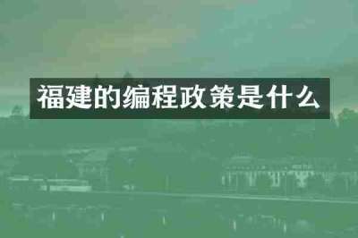 福建的编程政策是什么