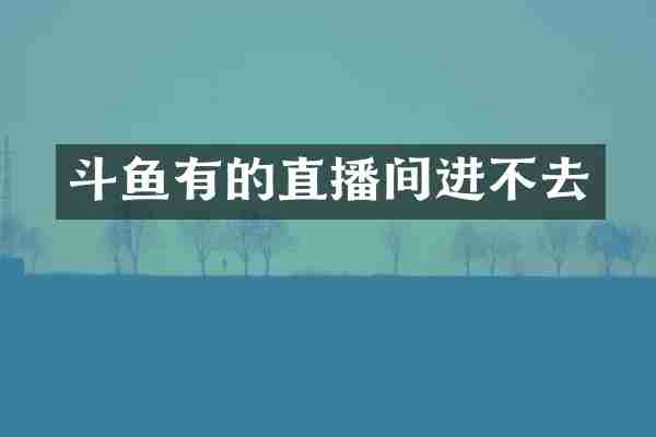 斗鱼有的直播间进不去