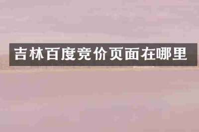 吉林百度竞价页面在哪里