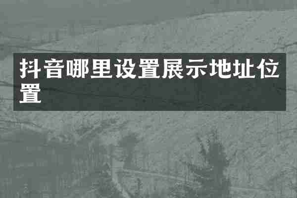 抖音哪里设置展示地址位置
