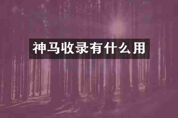 神马收录有什么用