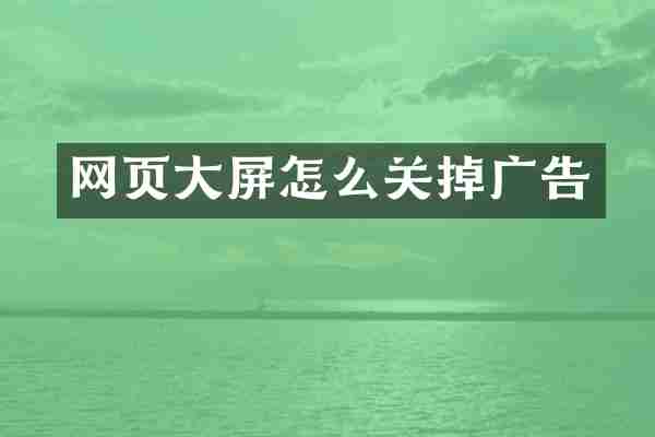 网页大屏怎么关掉广告