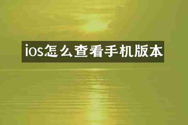 ios怎么查看手机版本