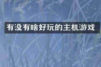 有没有啥好玩的主机游戏