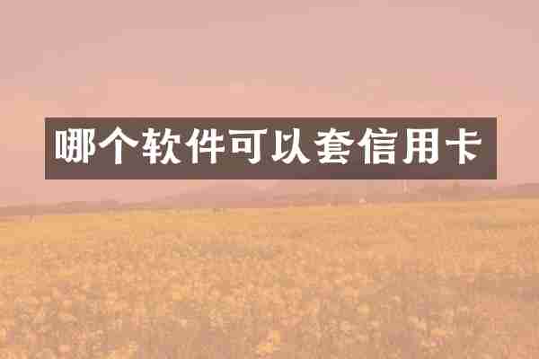 哪个软件可以套信用卡