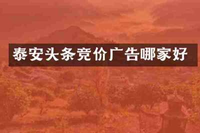 泰安头条竞价广告哪家好