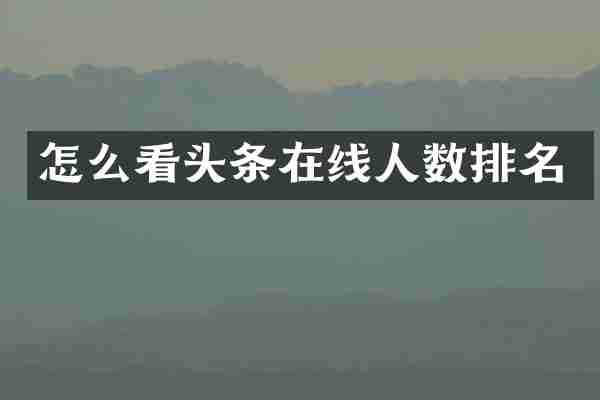 怎么看头条在线人数排名