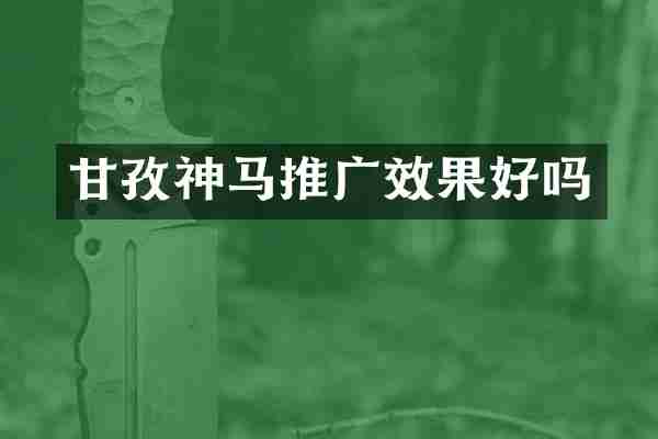 甘孜神马推广效果好吗