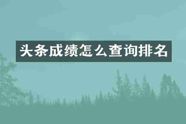 头条成绩怎么查询排名