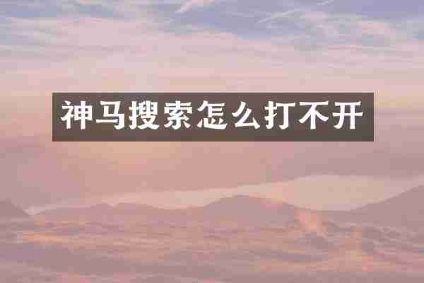 神马搜索怎么打不开