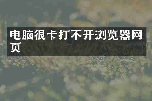 电脑很卡打不开浏览器网页