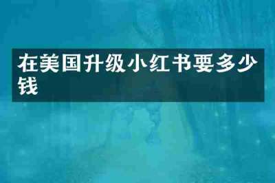 在美国升级小红书要多少钱
