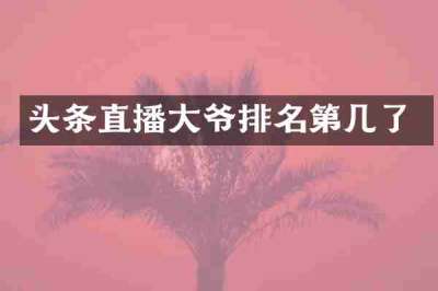 头条直播大爷排名第几了