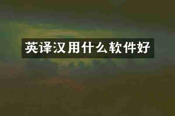 英译汉用什么软件好