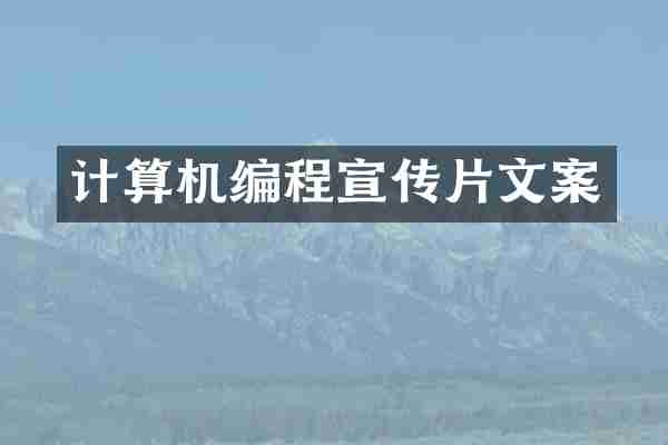 计算机编程宣传片文案