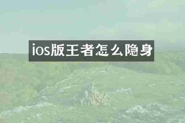 ios版王者怎么隐身