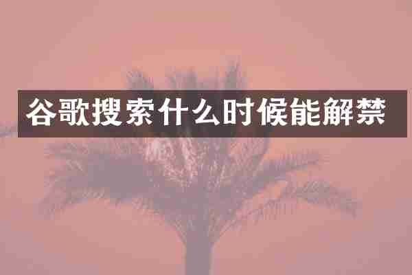 谷歌搜索什么时候能解禁
