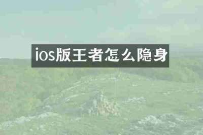 ios版王者怎么隐身