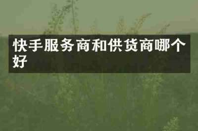 快手服务商和供货商哪个好