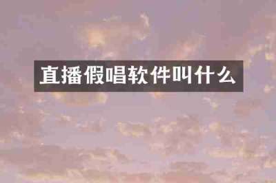 直播假唱软件叫什么