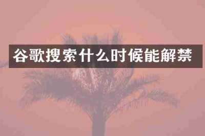 谷歌搜索什么时候能解禁