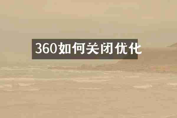 360如何关闭优化