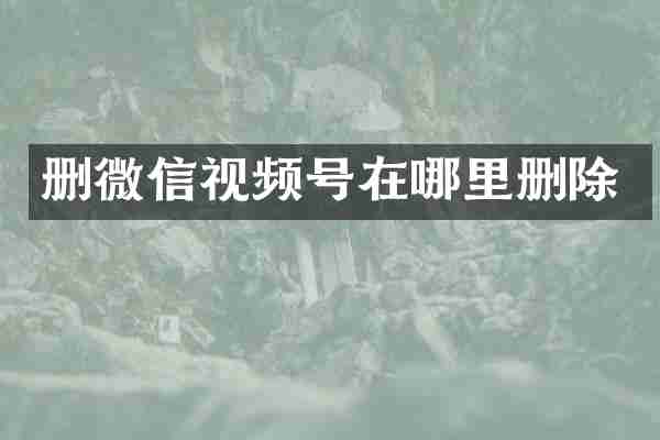 删微信视频号在哪里删除