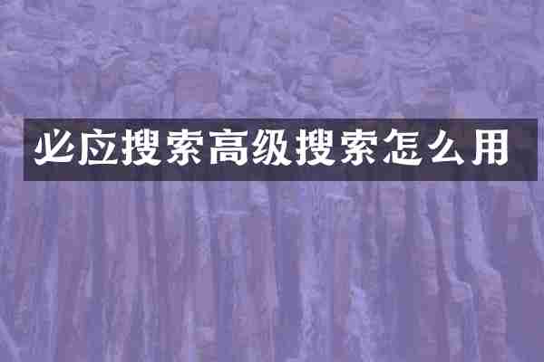 必应搜索高级搜索怎么用
