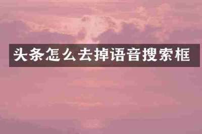 头条怎么去掉语音搜索框