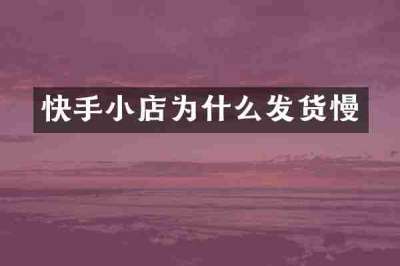 快手小店为什么发货慢