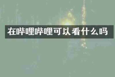 在哔哩哔哩可以看什么吗
